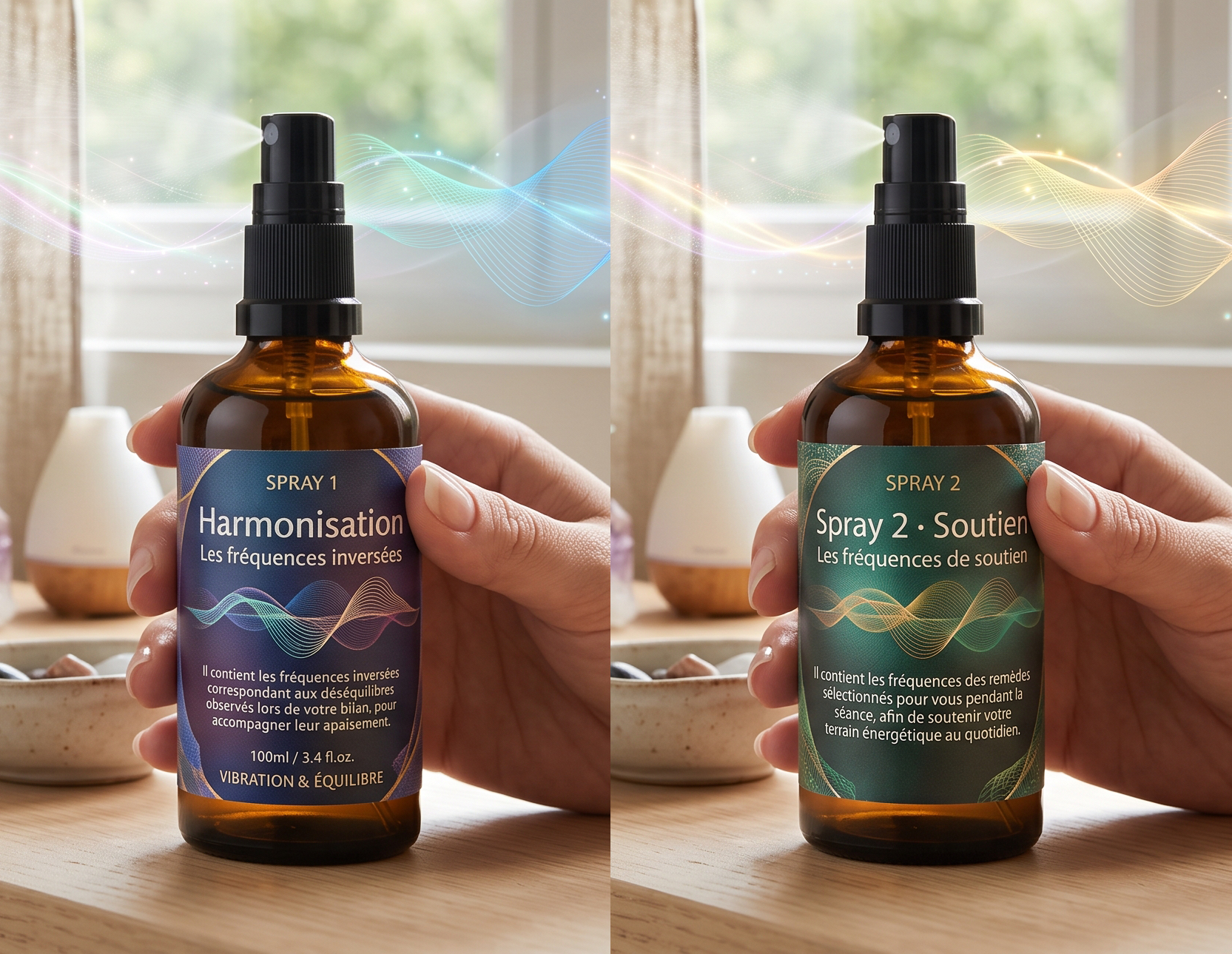 Les deux sprays personnalisés
